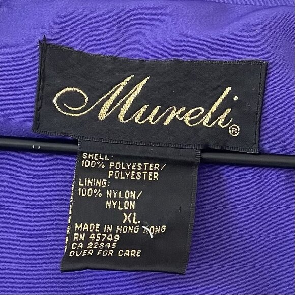 VTG 80s Women XL Windbreaker Jacket Full Zip Mock Neck Perfume Embroidery Purple - Picture 2 of 16